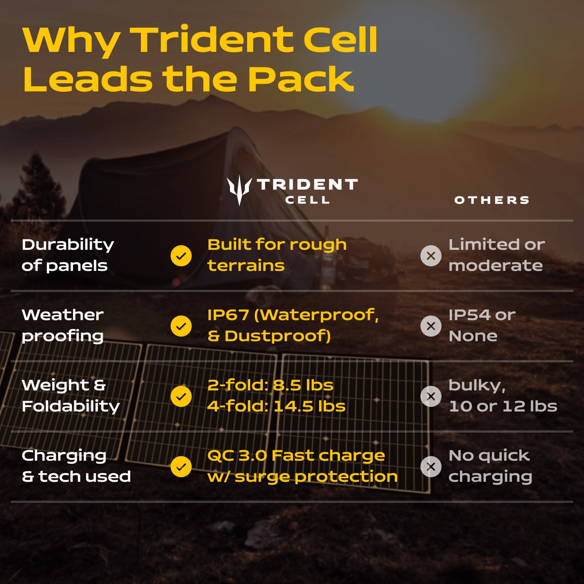 Trident Cell (100W & 200W) - Foldable Solar Panels - Trident Series